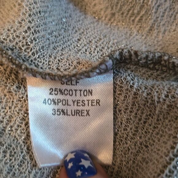 Easel Women's size‎ S Gray Shimmer Loose Fit Dolman Sleeve Hoodie - Picture 7 of 10